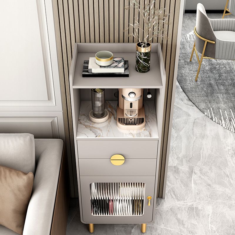 Server di pranzo in pietra sinterizzato Credenza a 2 cassetti con porta di vetro