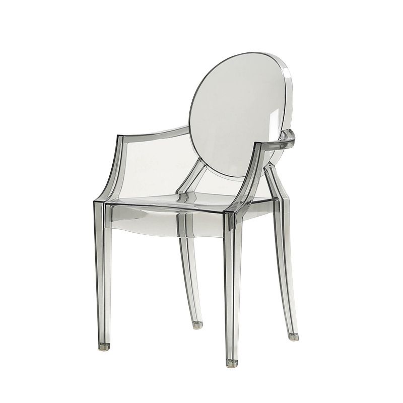 Contemporary Plastic Restaurant Arm Chair Transparent Open Back Dining Chair (Set of 4) Clearhalo ' kitchen&dining_furn' 'Dining Chairs' 'Dining Tables & Seating' 'dining_chair' 'furn' 'furn_dining_chair' 'Furniture' 'furniture_dining_chair' 'Kitchen & Dining Furniture' 'kitchen' 1200x1200_696c76ca-20b6-4f0d-9026-b29be088f13c