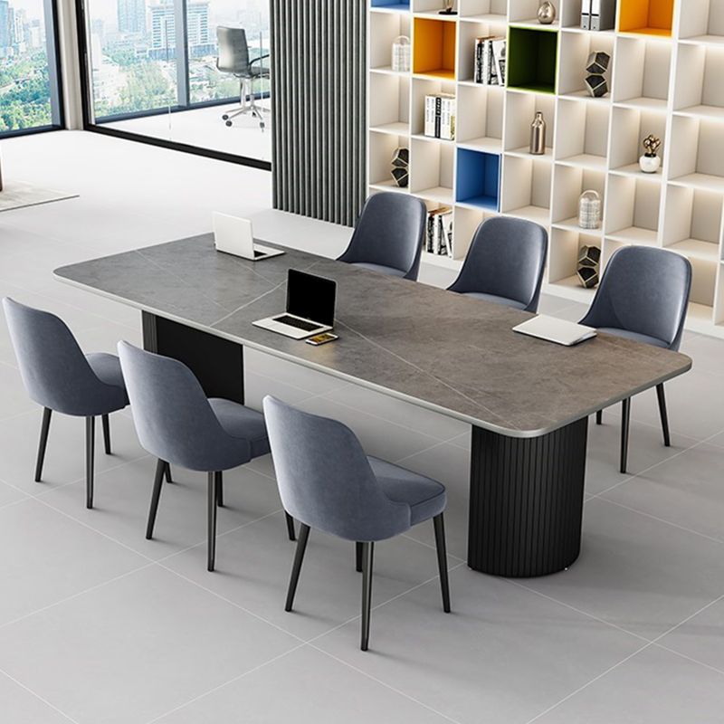 Bureau de tâches en pierre de style moderne Bureau de bureau de forme rectangulaire avec 2 jambes