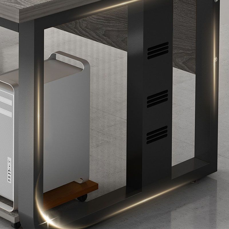 Madera de escritorio de oficina en forma rectangular en gris con 2 patas para la oficina