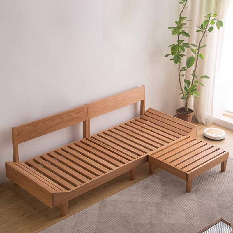 Contemporary Beige Sofa with Tufted Back and Flared Arm in Linen