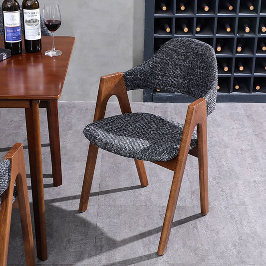 Scandinavian Study Room Open Back Arm Chair Upholstered Matte Finish Dining Chair Clearhalo ' kitchen&dining_furn' 'Dining Chairs' 'Dining Tables & Seating' 'dining_chair' 'furn' 'furn_dining_chair' 'Furniture' 'furniture_dining_chair' 'Kitchen & Dining Furniture' 'kitchen' 1200x1200_6972269b-d7ac-4f89-bc62-61b8f3675d46