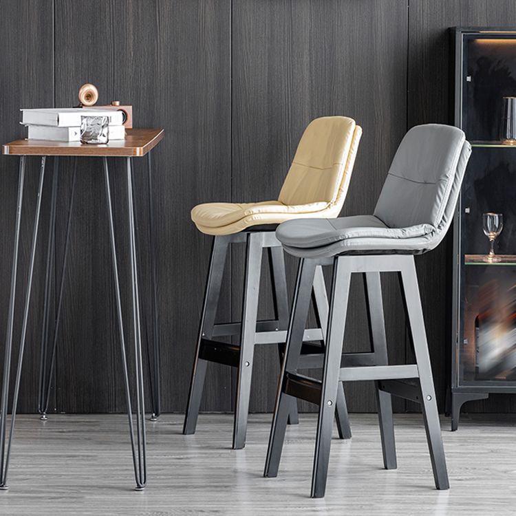 Modern Armless Backrest Counter Stool Wood Milk Tea Shop Bar Stool with Leather Cushion Clearhalo 'Bar Furniture' 'Bar Stools' 'bar_stools' 'furn' 'furn_bar_stools' 'furniture_bar_stools' 'Kitchen & Dining Furniture' 'kitchen&dining_furn' 'kitchen' 'kitchen_furn' Furniture' 1200x1200_69733805-3434-404c-b8a1-070ea853b218