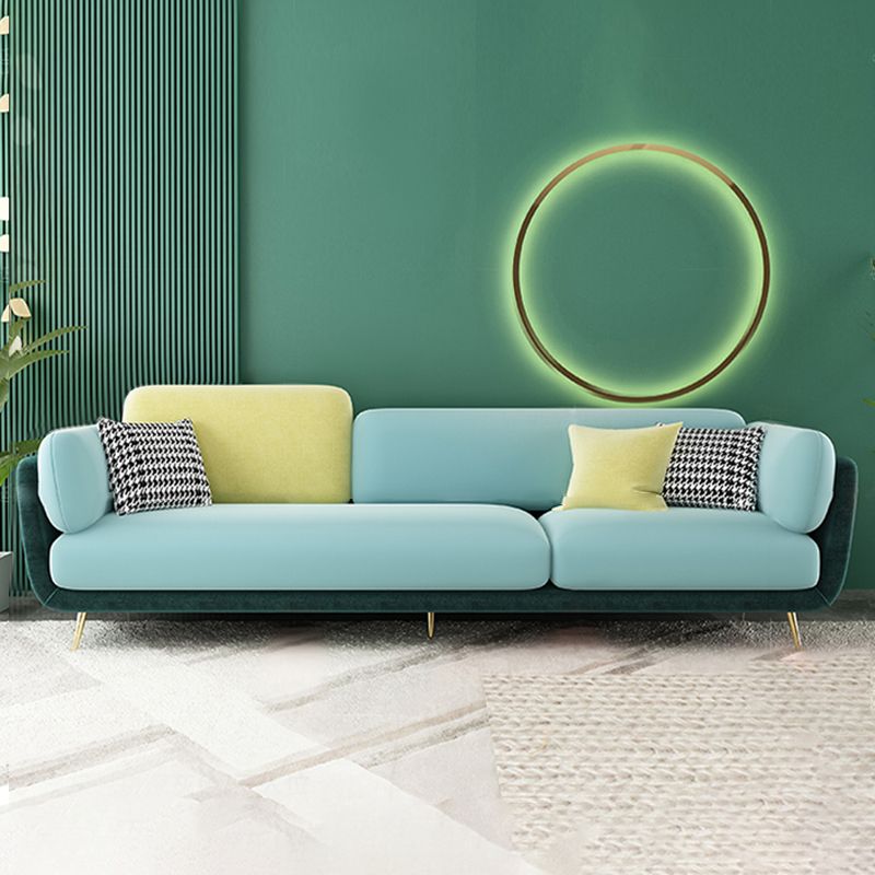 36" High Modern Velvet Square Arm Sofa with 2 Pillows Standard Sofa for Living Room Clearhalo 'furn' 'furn_sofas' 'Furniture' 'furniture_sofas' 'kitchen' 'kitchen_sofas' 'Living Room Furniture' 'Sofa' 'sofas' 1200x1200_69734f59-b191-4a9d-913a-d04247eddb4b