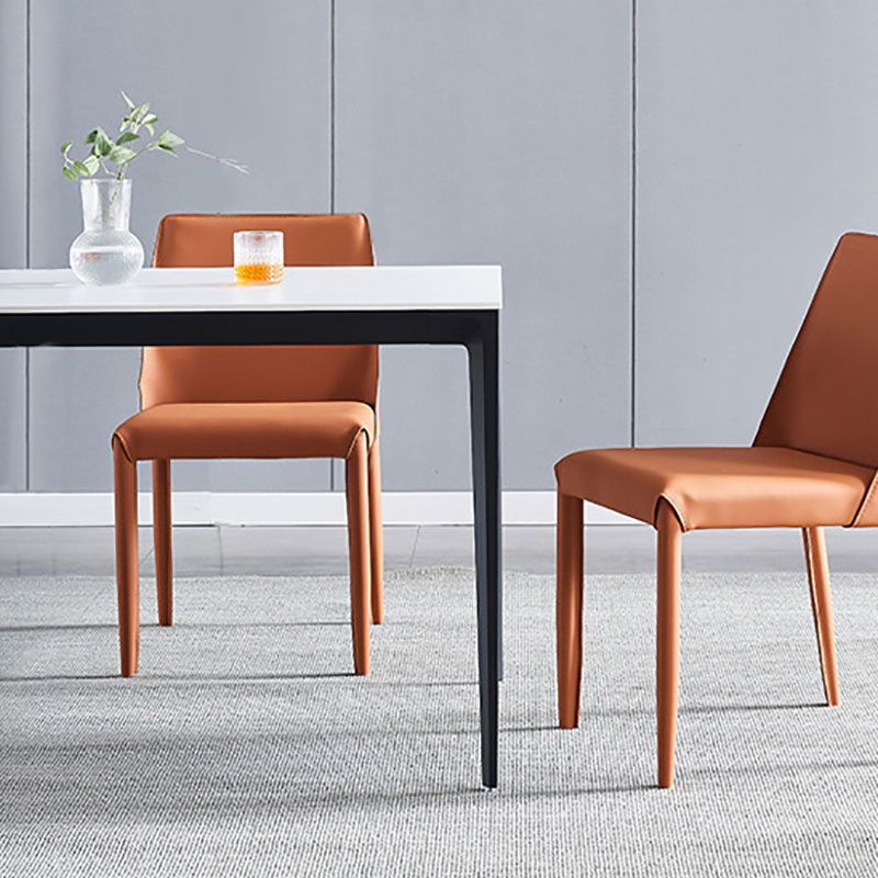 Modern Rectangle Dining Table Sintered Stone Top Table with 4 Black Metal Legs Clearhalo 'Dining Tables & Seating' 'Dining Tables' 'dining_table' 'furn' 'furn_dining_table' 'Furniture' 'Kitchen & Dining Furniture' 1200x1200_6974727a-1fc6-4ce1-a474-a24599ed828a