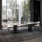 Stone Top Dining Table Contemporary Rectangle Dining Table with Black Base Clearhalo 'Dining Tables & Seating' 'Dining Tables' 'dining_table' 'furn' 'furn_dining_table' 'Furniture' 'furniture_dining_table' 'Kitchen & Dining Furniture' 'kitchen' 'kitchen_dining_table' 1200x1200_6974fc35-6acb-4bb3-adb1-89ed7cb5333c