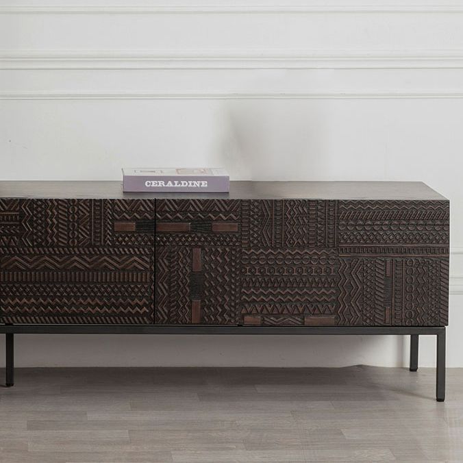 Traditional Teak Wood Media Console Brown TV Media Stand with Drawers Clearhalo 'furn' 'furn_tv_stands_entertainment_centers' 'Furniture' 'Living Room Furniture' 'TV Stands & Entertainment Centers' 'TV Stands & Media Storage Furniture' 'tv_stands_entertainment_centers' 1200x1200_69752bbb-3484-4037-b32c-07a0c179402f