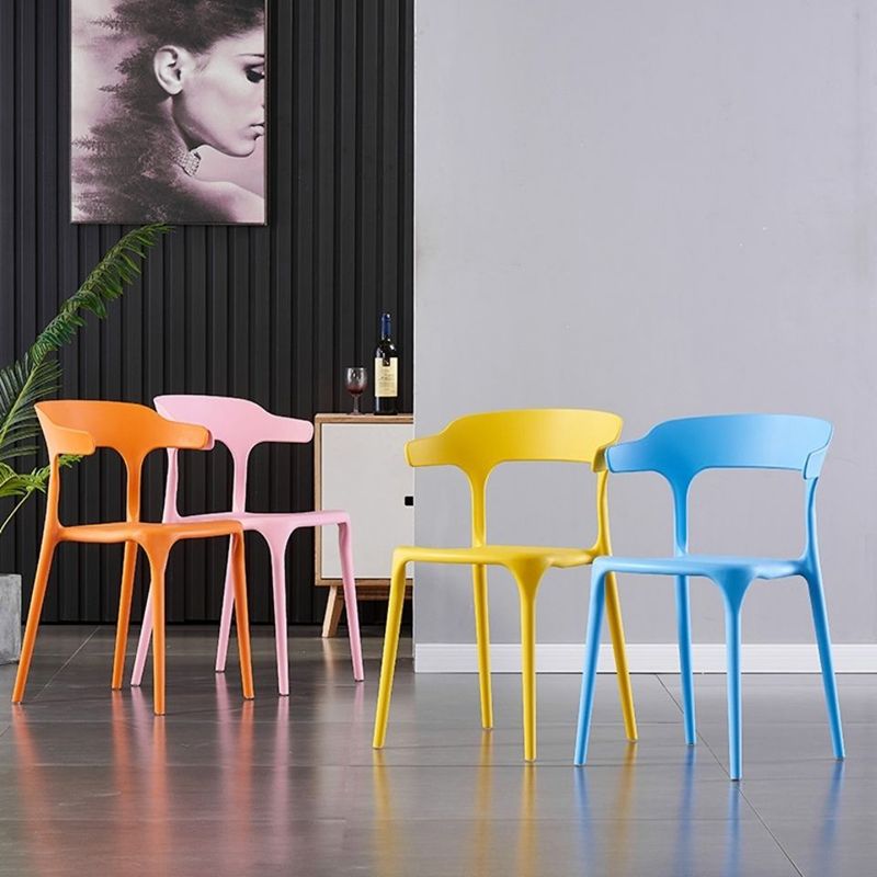 Scandinavian Home Stacking Arm Chair Matte Finish Plastic Dining Chair Clearhalo 'Dining Chairs' 'Dining Tables & Seating' 'dining_chair' 'furn' 'furn_dining_chair' 'Furniture' 'Kitchen & Dining Furniture' 1200x1200_6975a9d5-df42-46eb-a77a-45377f928669
