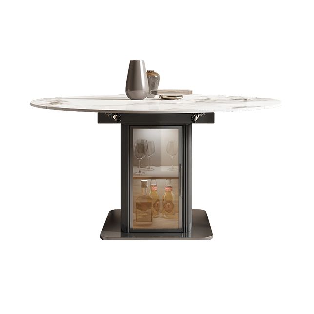 Nordic Sintered Stone Table Set of 5/7 with Round Table Foldable Dining Set with Leather Chairs Clearhalo 'Dining Room Sets' 'Dining Tables & Seating' 'dining_room_set' 'furn' 'furn_dining_room_set' 'Furniture' 'furniture_dining_room_set' 'Kitchen & Dining Furniture' 'kitchen&dining_furn' 'kitchen' 1200x1200_697765cd-698f-4d67-a943-bc4eeac8eb89