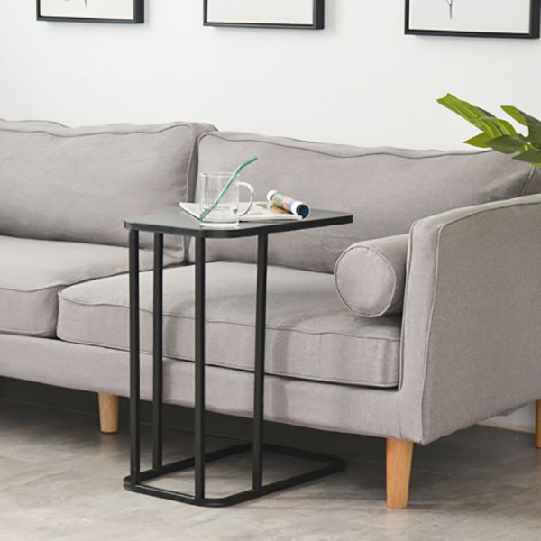 Mid-century Modern Rectangle Top End Table 22.8" Tall Metal C Side Table