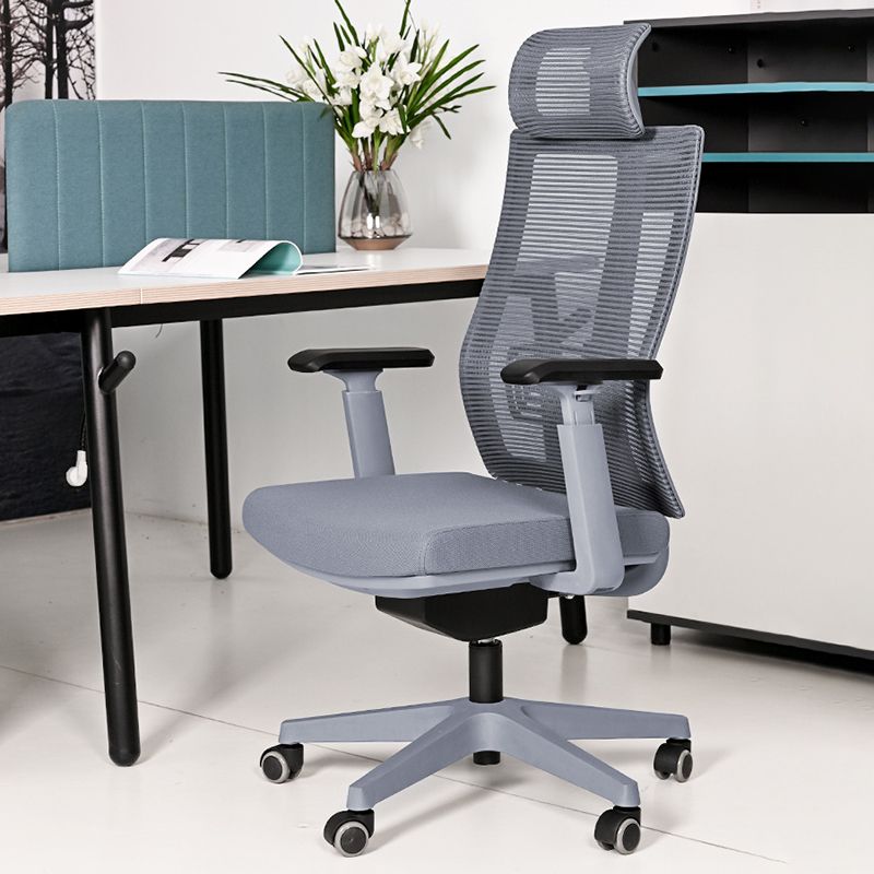 Poltrona contemporanea con supporto lombare grigio con sedia da ufficio con ruote