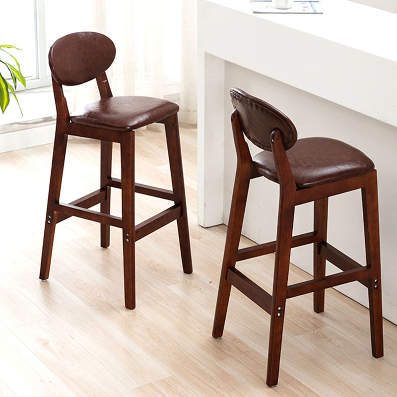Modern Armless Backrest Counter Stool Wood Dessert Shop Bar Stool with Cushion and Pedal Clearhalo 'Bar Furniture' 'Bar Stools' 'bar_stools' 'furn' 'furn_bar_stools' 'furniture_bar_stools' 'Kitchen & Dining Furniture' 'kitchen&dining_furn' 'kitchen' 'kitchen_furn' Furniture' 1200x1200_697a685d-8fad-470b-a9c0-e5fd7100ded2