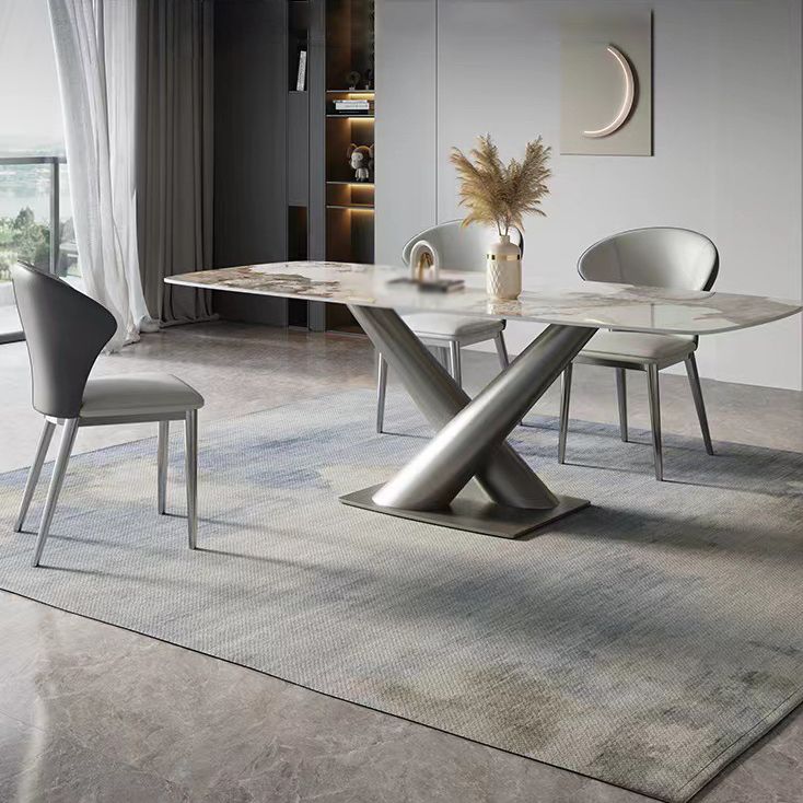 Designer Style 1/2/4/5/7 Pieces Dining Set Sintered Stone Dining Table with Leather Chairs Clearhalo 'Dining Room Sets' 'Dining Tables & Seating' 'dining_room_set' 'furn' 'furn_dining_room_set' 'Furniture' 'furniture_dining_room_set' 'Kitchen & Dining Furniture' 1200x1200_697c5129-a803-4ed1-ad20-605a53fdd2f9