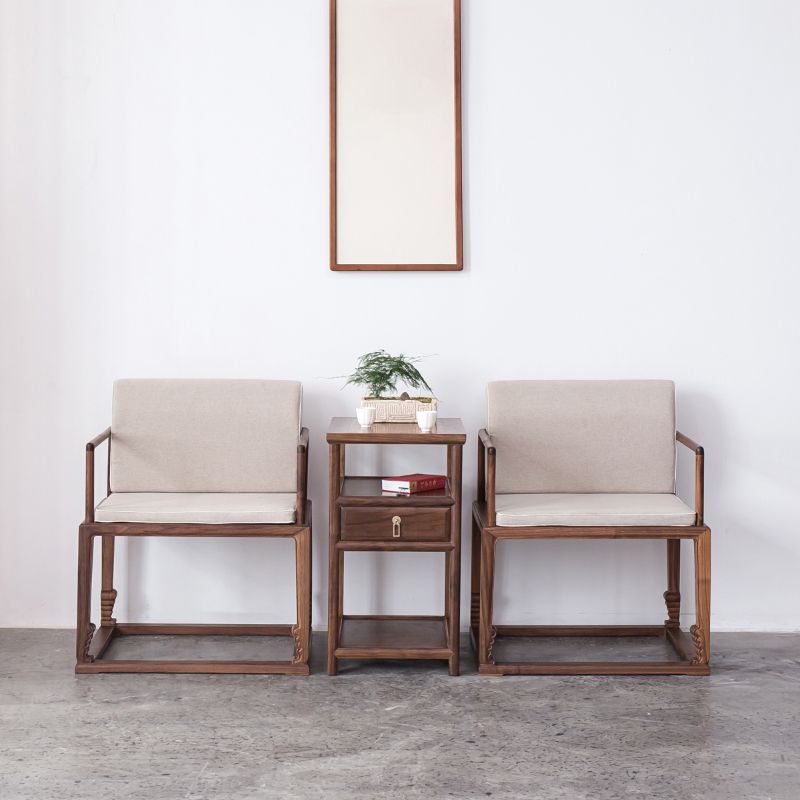 Traditional Style Dining Chair Wooden Open Back Arm Chair for Home