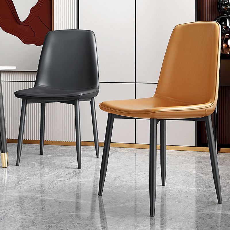Home Scandinavian Side Chair Solid Back Metal Dining Room Chair with Black Legs Clearhalo ' kitchen&dining_furn' 'Dining Chairs' 'Dining Tables & Seating' 'dining_chair' 'furn' 'furn_dining_chair' 'Furniture' 'furniture_dining_chair' 'Kitchen & Dining Furniture' 'kitchen' 1200x1200_697ccf2d-2017-4e48-81b9-b62690aa6c4f