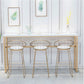 Rectangle White Solid Wood Table Gold and Metal Base Bar Table for Kitchen Living Room Clearhalo 'Bar Furniture' 'Bar Tables' 'bar_tables' 'furn' 'furn_bar_tables' 'Furniture' 'Kitchen & Dining Furniture' 1200x1200_697e1ed2-cd55-4f20-b85a-dd126606a5b8