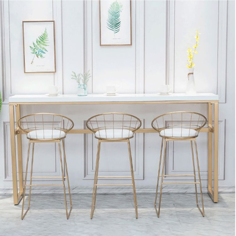 Rectangle White Solid Wood Table Gold and Metal Base Bar Table for Kitchen Living Room Clearhalo 'Bar Furniture' 'Bar Tables' 'bar_tables' 'furn' 'furn_bar_tables' 'Furniture' 'Kitchen & Dining Furniture' 1200x1200_697e1ed2-cd55-4f20-b85a-dd126606a5b8