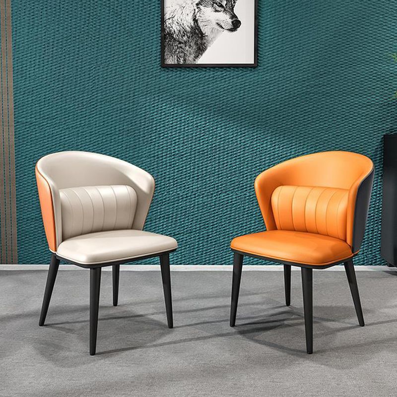 Sillas de comedor de cuero modernas de cuero con ala silla lateral de comedor sin brazo