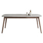 Mid-century Dining Table Stone Top Dining Table with Solid Wood Base