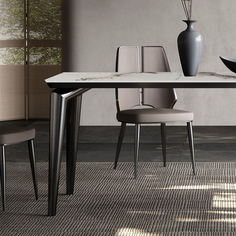 Juego de comedor con tapa de piedra sinterizada estilo diseñador, juego de mesa de comedor rectangular de 1/4/6 piezas