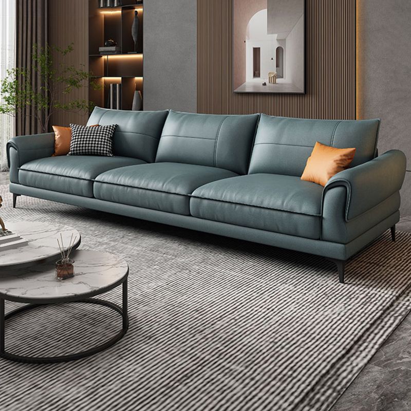 Divano di divano in pelle standard contemporanea resistente alle macchie in blu