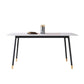 Stone Top Table Contemporary Rectangle Table with 4 Legs in Black