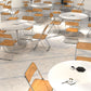 Minimalist White and Black Round Table with Tulip Style for 4 Person Clearhalo 'Dining Tables & Seating' 'Dining Tables' 'dining_table' 'furn' 'furn_dining_table' 'Furniture' 'Kitchen & Dining Furniture' 1200x1200_6982af50-44d8-45ce-8de2-cf6ec99cd01f