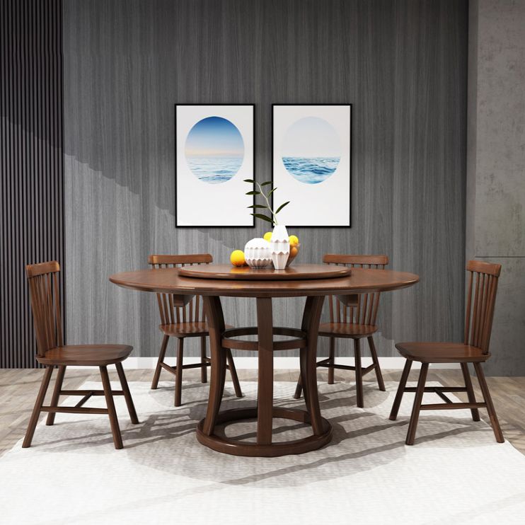 Round Pedestal Wood Color Table Simplicity Table with Turntable Clearhalo ' dining_table' 'Dining Tables & Seating' 'Dining Tables' 'furn' 'furn_dining_table' 'Furniture' 'furniture_dining_table' 'Kitchen & Dining Furniture' 'kitchen&dining_furn' 'kitchen' 'kitchen_dining_table' 1200x1200_6985901e-14fe-44f1-add5-c265f7aabc03