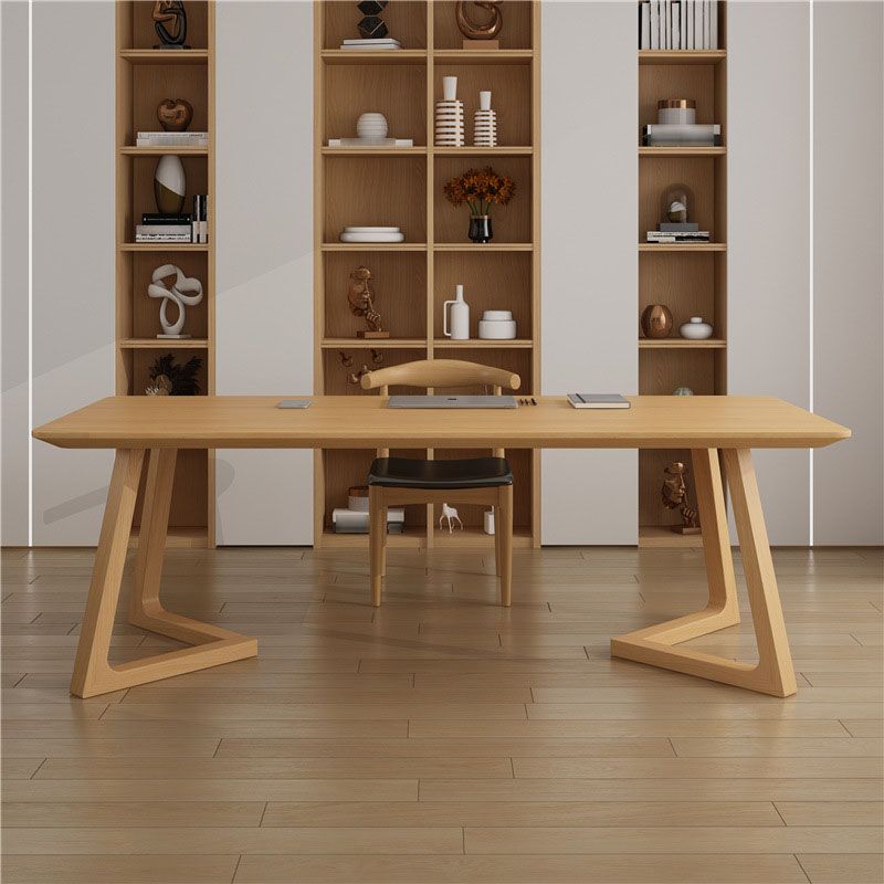 Solid Wood Top Dining Table Traditional Luxury Table with Pine Wood Sled Base Clearhalo 'Dining Tables & Seating' 'Dining Tables' 'dining_table' 'furn' 'furn_dining_table' 'Furniture' 'furniture_dining_table' 'Kitchen & Dining Furniture' 'kitchen' 'kitchen_dining_table' 1200x1200_6986ca3e-f9fc-4b02-a0e8-5493f9d26635