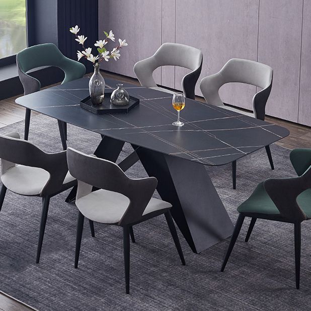 Metal Contemporary Rectangle Dining Table Sintered Stone Table for Dining Room and Kitchen Clearhalo ' dining_table' 'Dining Tables & Seating' 'Dining Tables' 'Furniture' 'furniture_dining_table' 'Kitchen & Dining Furniture' 'kitchen&dining_furn' 'kitchen' 'kitchen_dining_table' 1200x1200_69876d84-547d-433f-afdb-757e2b08d1e8