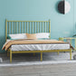 Metal Glam Slat Bed Solid Color Bed Frame with Spindle Headboard