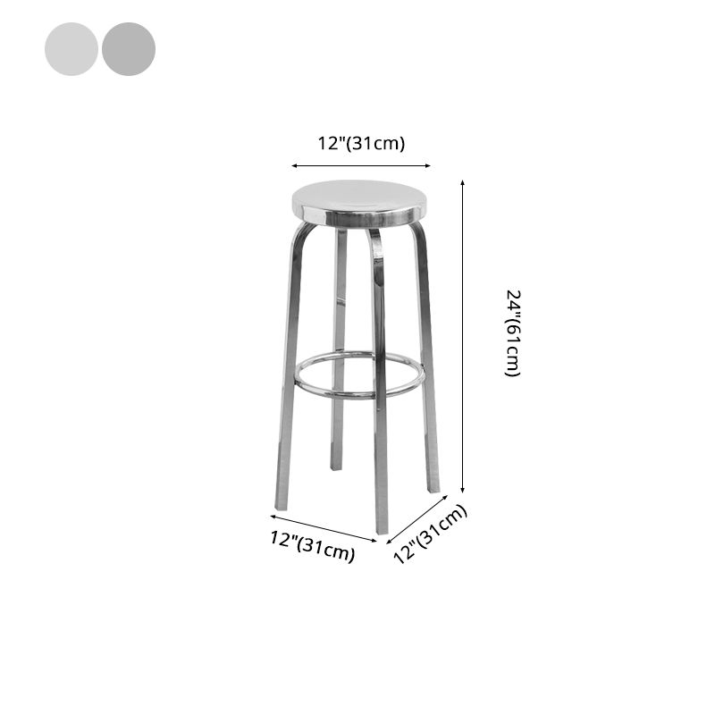 Glossy Backless Barstool Brushed Stainless Steel Industrial Indoor Tall Stool 1 Piece Clearhalo 'Bar Furniture' 'Bar Stools' 'bar_stools' 'furn' 'furn_bar_stools' 'furniture_bar_stools' 'Kitchen & Dining Furniture' 'kitchen&dining_furn' 'kitchen' 'kitchen_furn' Furniture' 1200x1200_698912cb-f894-4564-9b77-3043c7719933