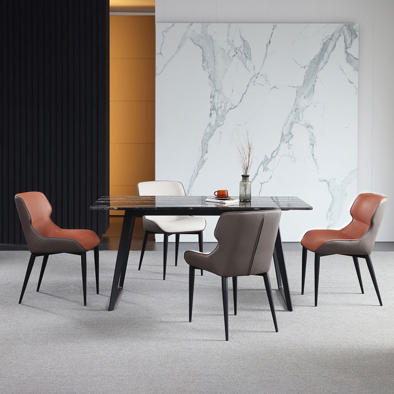 Contemporary Metal Dining Arm Chairs Faux Leather Wingback Side Chair (Set of 2) Clearhalo ' kitchen&dining_furn' 'Dining Chairs' 'Dining Tables & Seating' 'dining_chair' 'furn' 'furn_dining_chair' 'Furniture' 'furniture_dining_chair' 'Kitchen & Dining Furniture' 'kitchen' 1200x1200_6989b575-4ced-4b1a-b556-03c3a0891d29