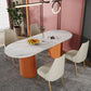 White Stone Top Dining Table Modern Oval Dining Table with Sled Base Clearhalo 'Dining Tables & Seating' 'Dining Tables' 'dining_table' 'Furniture' 'furniture_dining_table' 'Kitchen & Dining Furniture' 'kitchen' 'kitchen_dining_table' 1200x1200_698bcaac-e5aa-4261-a388-bab0f3a61c5a