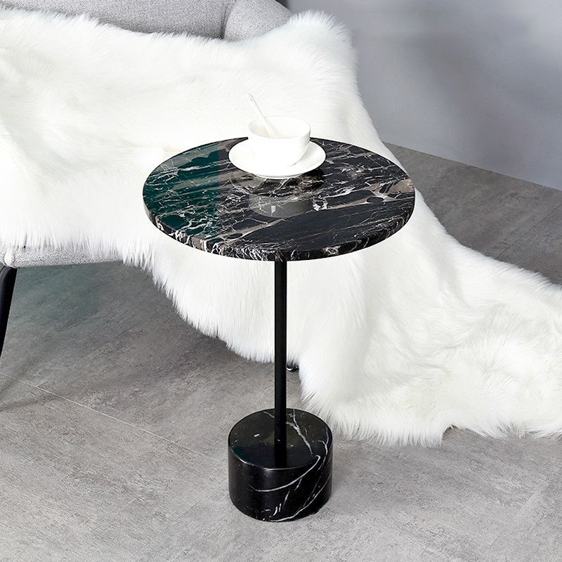 15.74" Wide Round Side Accent Table Marble Top Pedestal End Table