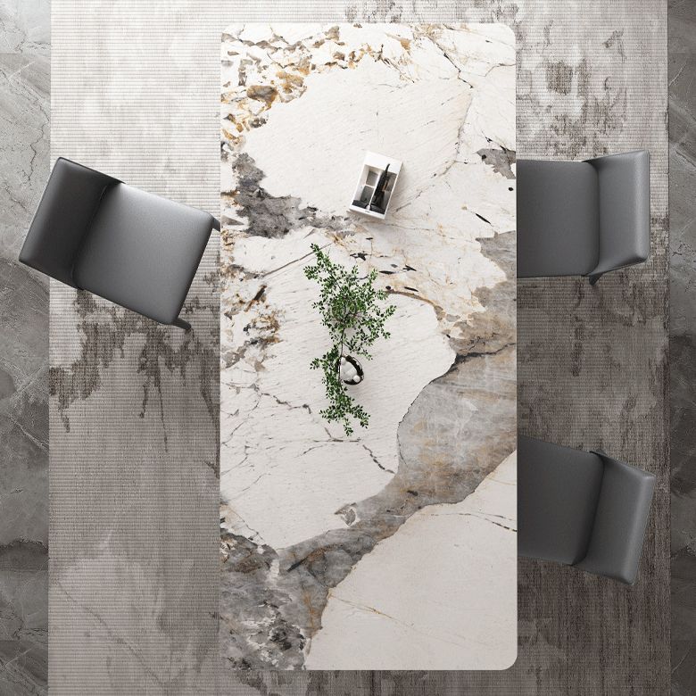 Contemporary Rectangle Dining Table Sintered Stone Dining Table with Pedestal Base Clearhalo ' dining_table' 'Dining Tables & Seating' 'Dining Tables' 'furn' 'furn_dining_table' 'Furniture' 'furniture_dining_table' 'Kitchen & Dining Furniture' 'kitchen&dining_furn' 'kitchen' 'kitchen_dining_table' 1200x1200_698dce3b-856f-4d4c-8bfe-8a4cd3d96047