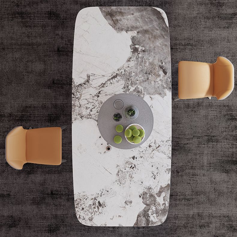 Sintered Stone Top Dining Table for Restaurant Luxury Rectangle Table with Metal Pedestal Clearhalo ' dining_table' 'Dining Tables & Seating' 'Dining Tables' 'furn' 'furn_dining_table' 'Furniture' 'furniture_dining_table' 'Kitchen & Dining Furniture' 'kitchen&dining_furn' 'kitchen' 'kitchen_dining_table' 1200x1200_698debce-97cf-4183-b623-87e9843eca32