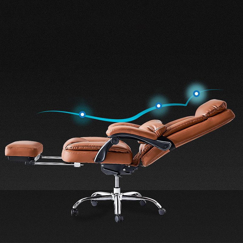 Silla de escritorio moderna Silla de cuero para computadora Silla con respaldo alto en marrón