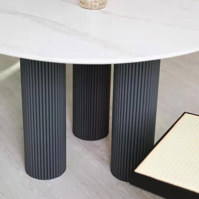 Round Contemporary Style Dining Table White Fixed Table with Sintered Stone Clearhalo ' dining_table' 'Dining Tables & Seating' 'Dining Tables' 'furn' 'furn_dining_table' 'Furniture' 'furniture_dining_table' 'Kitchen & Dining Furniture' 'kitchen&dining_furn' 'kitchen' 'kitchen_dining_table' 1200x1200_6990ecab-1514-4184-9bb8-e60fdcd2d6aa