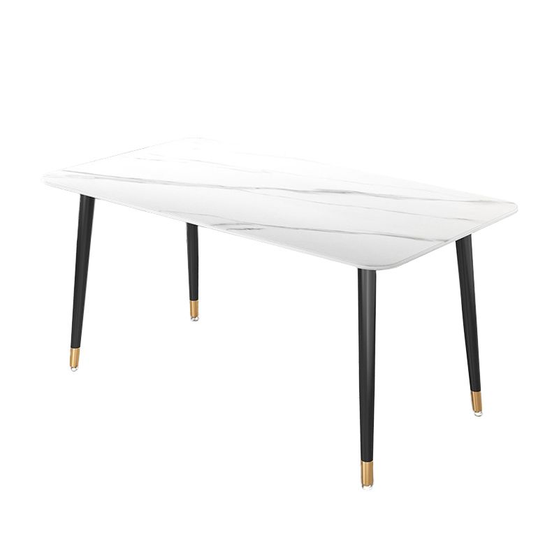 Glam Black Iron Dinette Set 1/2/5/7 Pieces Rectangle Sintered Stone Top Dining Table Set