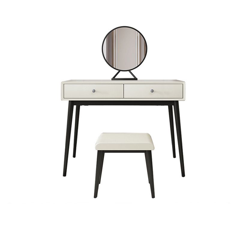 Wood White Makeup Table with 2 Drawers 15.74" Wide Vanity Tables for Bedroom Clearhalo 'Bedroom Furniture' 'furn' 'furn_makeup_vanities' 'Furniture' 'Makeup Vanities' 'makeup_vanities' 1200x1200_69935d1e-5a49-4214-a2e5-3d6ec8099c96
