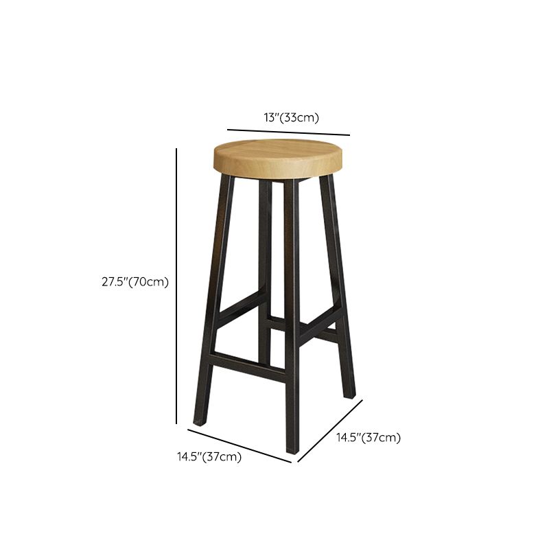 Backless Solid Wood Bar Stool Contemporary Natural Stool with Metal Legs Clearhalo 'Bar Furniture' 'Bar Stools' 'bar_stools' 'furn' 'furn_bar_stools' 'Furniture' 'Kitchen & Dining Furniture' 1200x1200_6997a1e4-3924-4b9a-998c-daae516c0f96