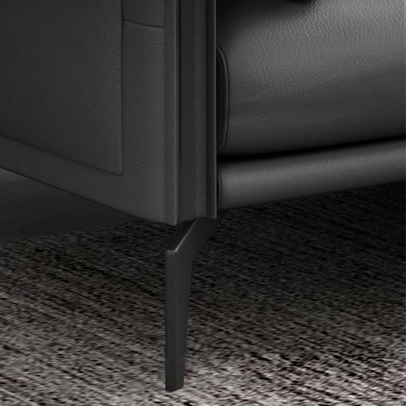 Black Upholstered with Pillow Back Against Leather/leather Seat Clearhalo 'furn' 'furn_sofas' 'Furniture' 'furniture_sofas' 'kitchen' 'kitchen_sofas' 'Living Room Furniture' 'Sofa' 'sofas' 1200x1200_699a8d1b-4051-4a0a-9dda-0ee0bac49b2e