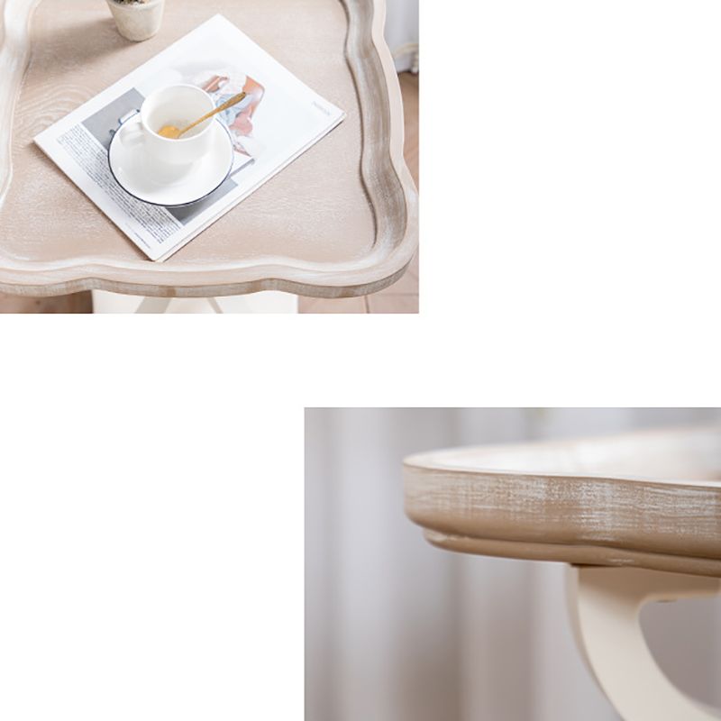 Rustic Side Table Solid Wood 4 Legs Distressed Living Room End Table