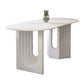 Metal Modern Double Pedestal Table Sintered Stone Table,47.5"L x 31.5"W x 29.5"H Clearhalo ' dining_table' 'Dining Tables & Seating' 'Dining Tables' 'furn' 'furn_dining_table' 'Furniture' 'furniture_dining_table' 'Kitchen & Dining Furniture' 'kitchen&dining_furn' 'kitchen' 'kitchen_dining_table' 1200x1200_699d4776-4a8c-4d33-ad6d-c3df6d2e597c