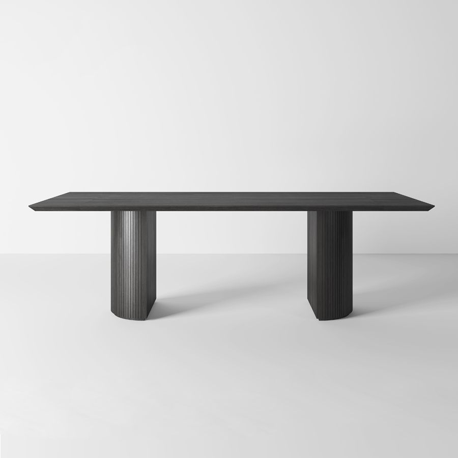 Rectangle Double Pedestal Modern Table Black Fixed Table of Pinewood Solid Wood Clearhalo ' dining_table' 'Dining Tables & Seating' 'Dining Tables' 'furn' 'furn_dining_table' 'Furniture' 'furniture_dining_table' 'Kitchen & Dining Furniture' 'kitchen&dining_furn' 'kitchen' 'kitchen_dining_table' 1200x1200_699e8054-7099-4556-8f1c-ba8ebdc6f4ec