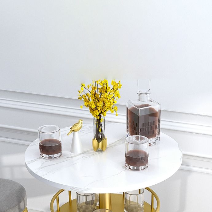 Marmorbalken -Tisch -Set 1/2/3 Stücke Glam Matte Finish -Barhocker und Tischsatz