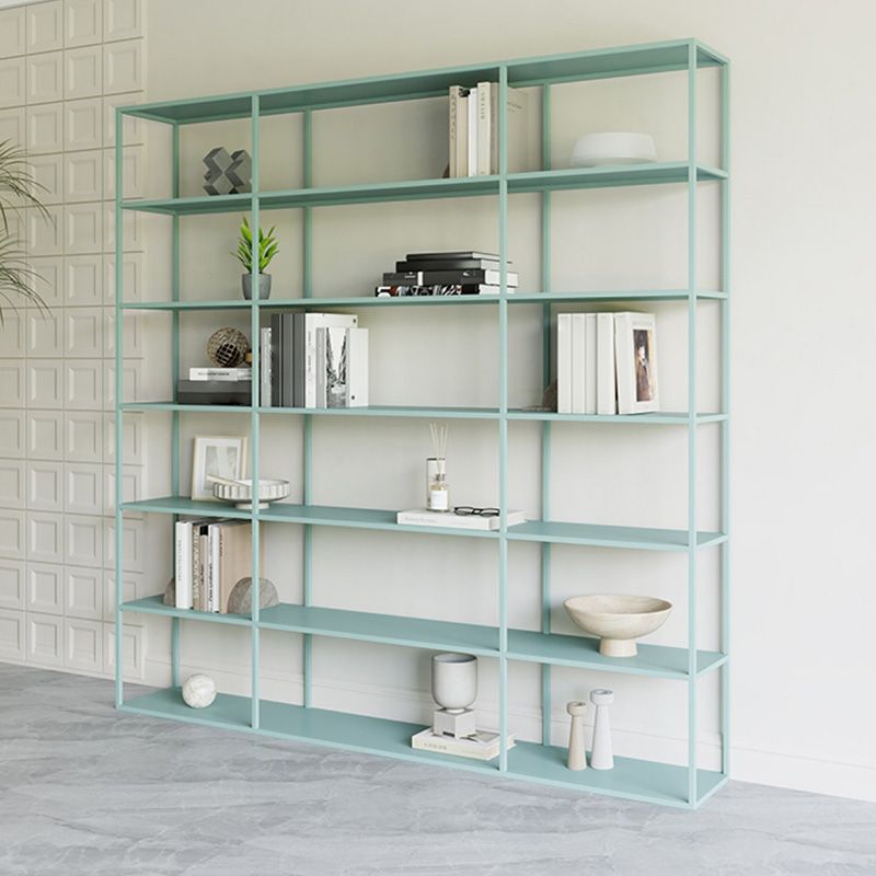9.8" W Modern Open Storage Bookcase Metal Bookshelf with Shelves