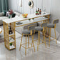 Modern White Artificial Wood Counter Table Rectangle Bar Table with Golden Legs