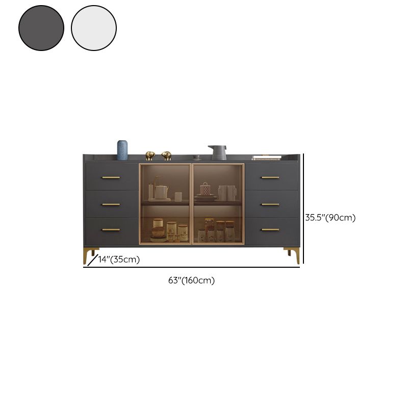 木製ガラスのドアキャビネットと引き出し付きの現代的なビュッフェのサイドボード